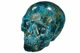 Polished, Bright Blue Apatite Skull - Madagascar #118091-1